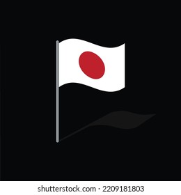 Japan flag on pole vector graphics