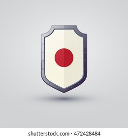 Japan flag on the shield