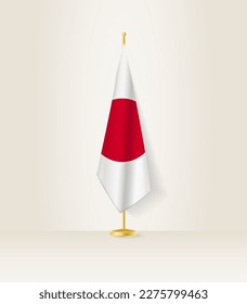 Japan flag on a flag stand. Vector illustration.