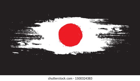 Japan flag paint brush strokes isolated on black background. Vector illustration