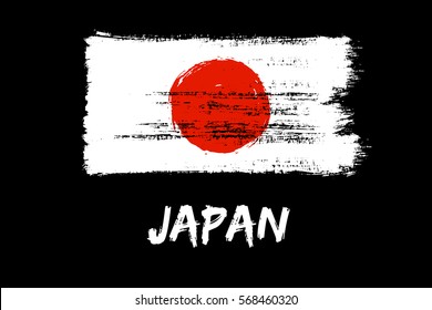 japan flag paint brush strokes