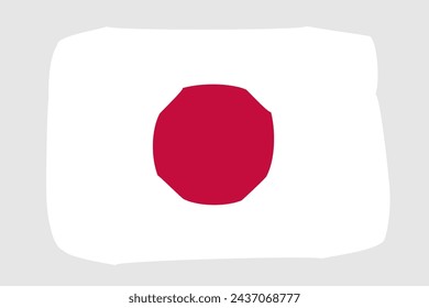 Japan flag - painted design vector illustration. Vector brush style