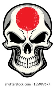 Japan flag painted on skull