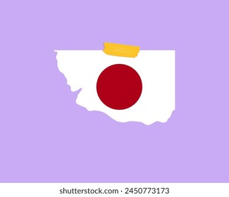 Japan flag paper texture, single-piece element, vector design, Japan flag taped on wall, decoration or celebration idea