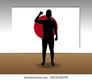 Japan flag paper texture, single-piece element, vector design, Japan flag taped on wall, decoration or celebration idea
