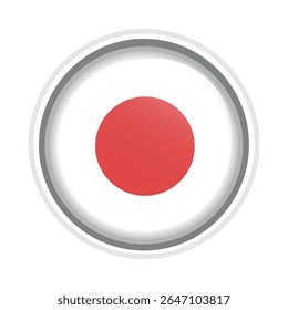 Japan Flag Pin Icon Glossy Round Japanese National Emblem Vector