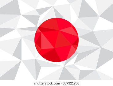 Japan Flag Polygon Background vector illustration