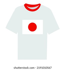 Japan flag printed t-shirt vector illustration isolated on white background.