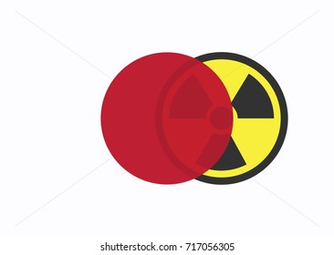  Japan flag with radiation sign