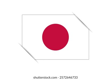 Japan flag - rectangle colorful flag representing a country cultural identity and heritage. The essence of national pride and unity. Attached by the corners in a paper album