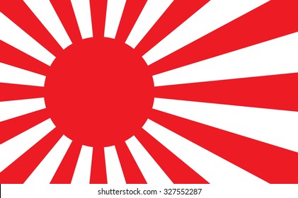 Japan flag with red rays.