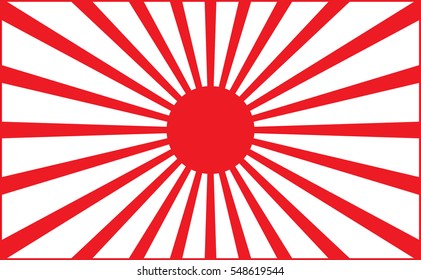 Japan flag with red rays.