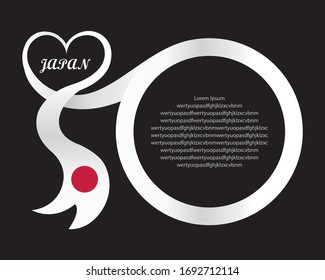 japan flag ribbon and love