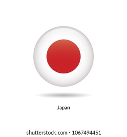 Japan flag - round glossy button. Vector Illustration.