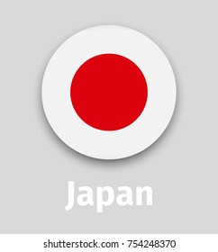 Japan flag, round icon with shadow isolated vector illustration