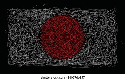 Japan Flag in scribble sketch and drawing.vector illustration,Eps10.