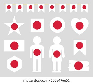 Japan flag set. Isolated Japan flag on white background