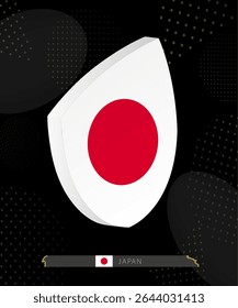 Japan Flag Shield icon in 3D on Dark Modern Abstract Rugby Background. Perfect for sports events, heritage themes, national celebrations, and patriotic designs.