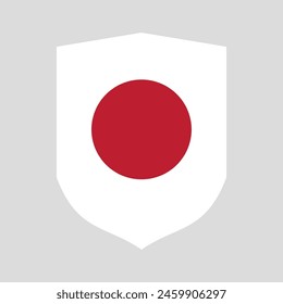 Bandera de Japón en marco de forma de escudo