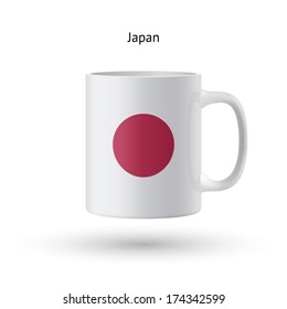 Japan flag souvenir mug isolated on white background. Vector illustration.