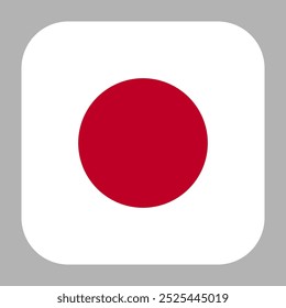 Japan flag square flat vector with rounded corners and white border, vector illustration