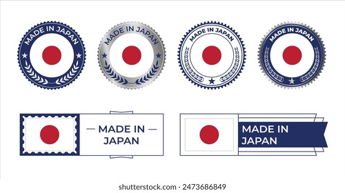 In: Japan Flag Stamp. Hergestellt in Stempel isoliert in weißem Hintergrund. Symbol, Vektorgrafik, Icon, Illustration.