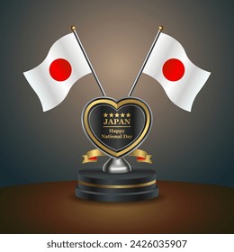 Japanische Flagge in einem Stand auf dem Tisch. Vektorgrafik