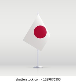 Japan flag state symbol isolated on background national banner. Greeting card National Independence Day of the republic of Japan. Illustration banner with realistic state flag.