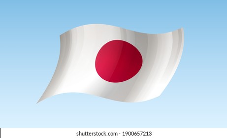 Japan flag state symbol isolated on background national banner. Greeting card National Independence Day of the republic of Japan. Illustration banner with realistic state flag.