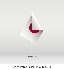 Japan flag state symbol isolated on background national banner. Greeting card National Independence Day of the republic of Japan. Illustration banner with realistic state flag.