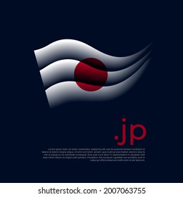 Japan flag. Stripes colors of the japanese flag on a dark background. Vector stylized design national poster with jp domain, place for text. State patriotic banner of japan, cover