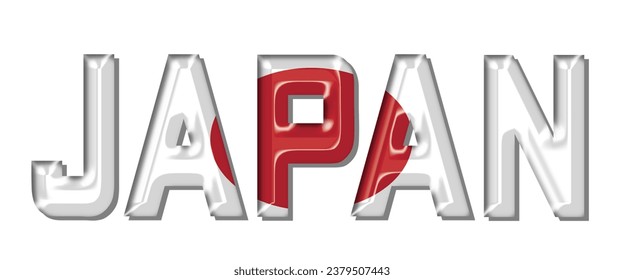 Letra de texto de la bandera JAPÓN, fondo colorido del JAPÓN 3D, ilustración vectorial de la bandera JAPÓN