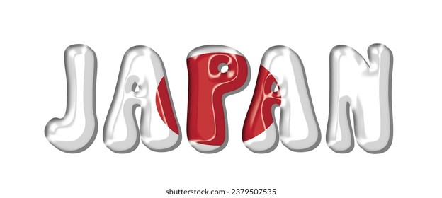 JAPAN flag text font, 3D JAPAN colorful background, JAPAN flag vector illustration