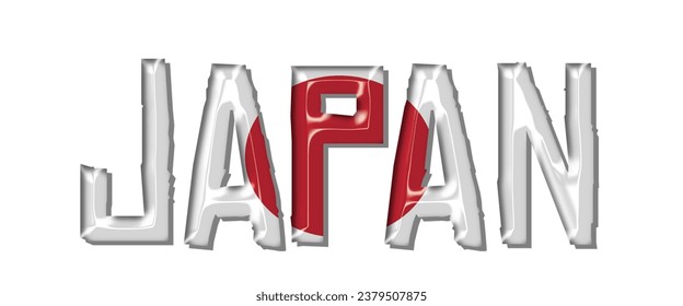 JAPAN flag text font, 3D JAPAN colorful background, JAPAN flag vector illustration
