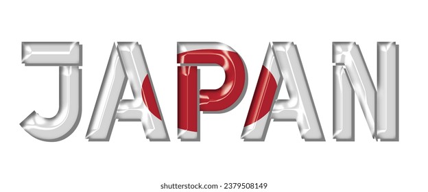 Letra de texto de la bandera JAPÓN, fondo colorido del JAPÓN 3D, ilustración vectorial de la bandera JAPÓN