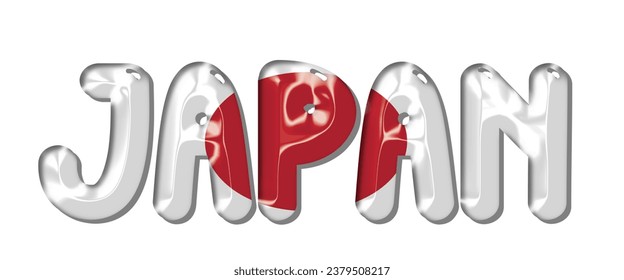 JAPAN flag text font, 3D JAPAN colorful background, JAPAN flag vector illustration