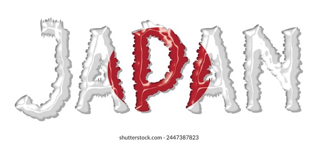 Fuente del texto de la bandera de Japón, fondo colorido de la bandera de Japón 3D, Ilustración vectorial de la bandera de Japón