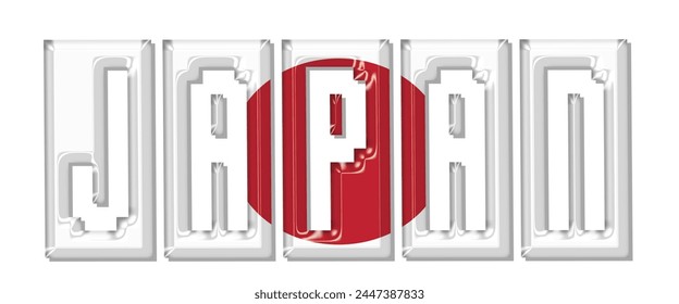 Fuente del texto de la bandera de Japón, fondo colorido de la bandera de Japón 3D, Ilustración vectorial de la bandera de Japón