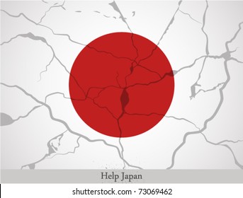Bandera de Japón con el texto "Ayuda a Japón". Terremoto en Japón, marzo de 2011.