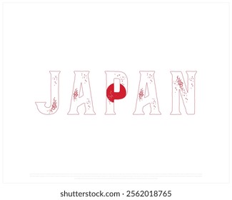 JAPAN flag Typography with flag on a white background, Editable vector design of JAPAN flag typography, Foundation Day Design, JAPAN Day design, National day of JAPAN