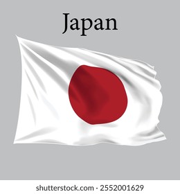 Japan Flag vector, Japan flag 3d illustration, Japan realistic flag vector