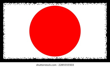 Japan flag vector drawing with torn paper edges, art, drawing