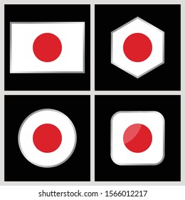 Japan Flag Vector icon Illustration. Japan Flag Icon Set