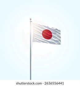 Japan Flag Vector Illustration, National Flag of Japan with Official Colors, Japanese Flag Background, National Foundation Day. Japan Flag Waving Vector Design.