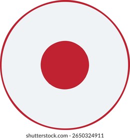 Japan Flag Vector, minimalist round white background with red circle in center, clean and modern national symbol