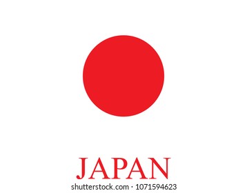 Japan flag vector outline illustration abstract background. A creative conceptual design of Japanese flag.The name tag of Japan is colored with the flag color, red.