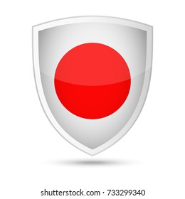 Japan Flag Vector Shield Icon - Illustration