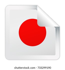 Japan Flag Vector Square Corner Paper Icon - Illustration