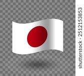 Japan flag vector. Japan wavy flag isolated transparent background. Flag of Japan symbol icon. EPS 10