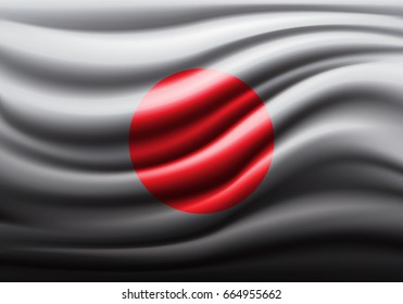 Japan flag wave background texture vector illustration.
